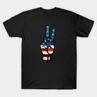 Peace hand patriotic, 4th of July, Peace sign, flag clipart, happy 4th of July T-Shirt